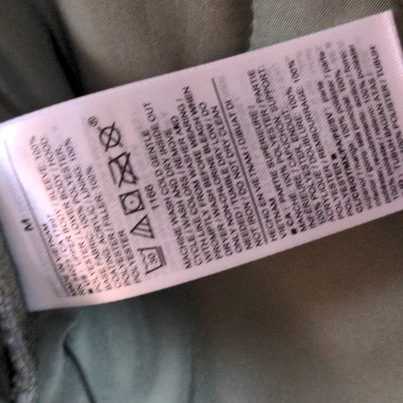 Old Navy Sherpa Quilted Hybrid Coat Green Tan Hooded Size Medium - Picture 8 of 8